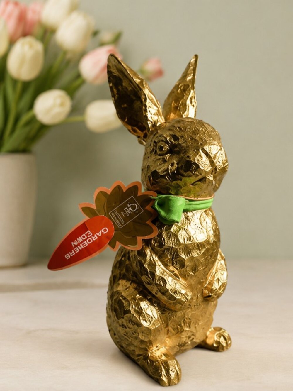 Gardeners Eden Gold Bunny Figurine Easter Spring Tabletop Decor NWT